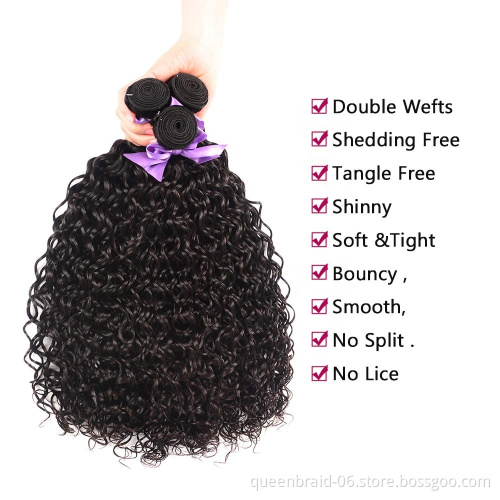 Brazilian Virgin Human Hair Ocean Wave Bundles With Closure Unprocessed Curly Human Hair Bundles Water Wave Extensions With Lace